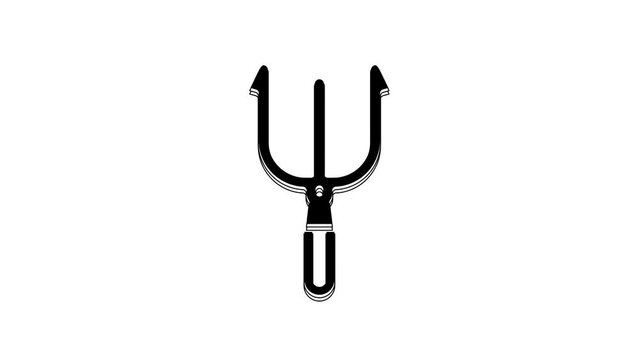 Black Neptune Trident icon isolated on white background. 4K Video motion graphic animation