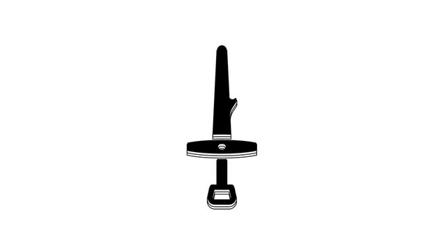 Black Dagger icon isolated on white background. Knife icon. Sword with sharp blade. 4K Video motion graphic animation