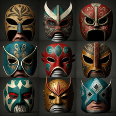 Mexican combat masks. Generative AI.
