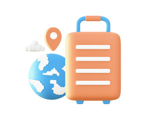 3d Travel around the world icon for UI UX web mobile apps social media ads designs