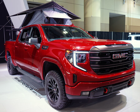 TORONTO-FEBRUARY 22, 2023: GMC Sierra 1500 AT4X at the 2023 Canadian International Auto Show in Toronto