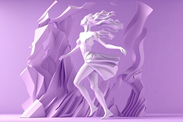 3D purple pastel color with a person dancing. Generative AI