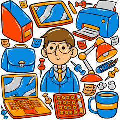 Businessman Kawaii Doodle Vector Illustration