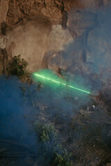 American military soldier in the war. Concept of military special forces with weapons.