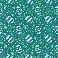 Easter Eggs with seamless ornament pattern, Vector.