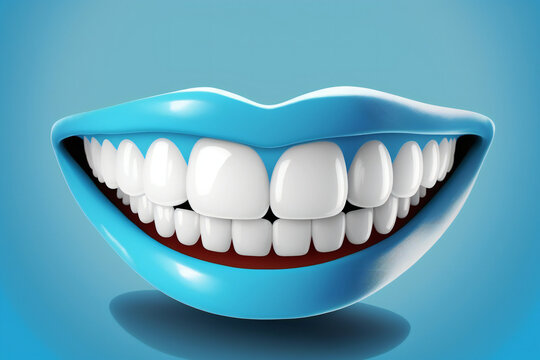 white teeth on blue background, ai generated