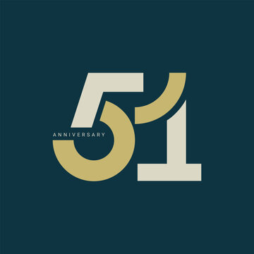 51st, 51 Years Anniversary Logo, Vector Template Design element for birthday, invitation, wedding, jubilee and greeting card illustration.