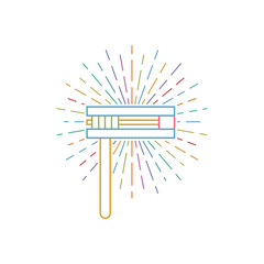 Purim gragger, musical instrument ratchet, noise maker, Jewish musical toy Ra'ashan for holiday. Purim Grogger in linear style.