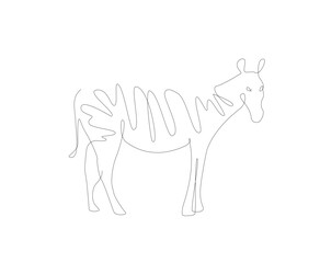 zebra one line. Animal linear art. Vector illustration outline