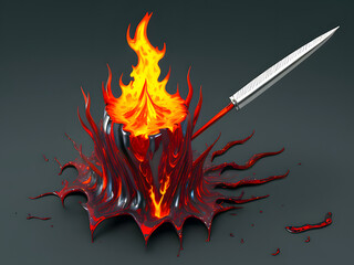 3D metallig Style für y2k icon. Flammen und Glut. modern Rendering - generative Ai