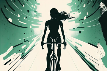 AI image of silhouette riding bicycle