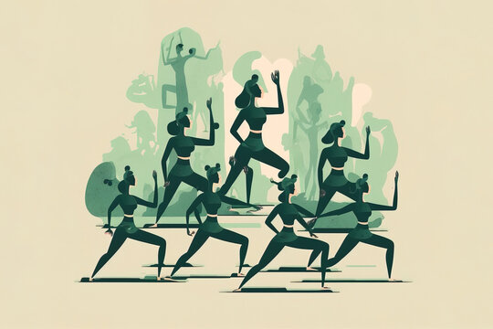 AI image of women doing lunges in gym