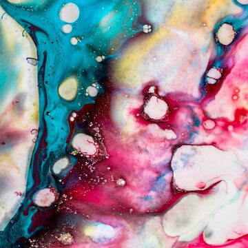 Abstract acrylic blue background with spots