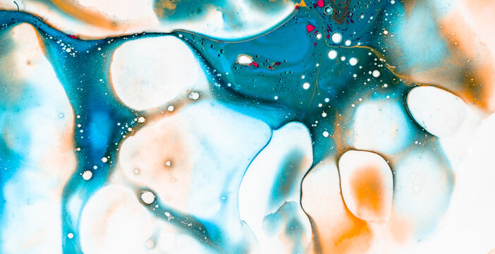 Abstract acrylic blue background with spots