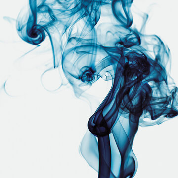 Abstract backdrop with stains of blue incense smoke