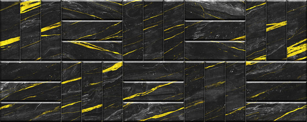 Black and gold marble criss cross placed tiles