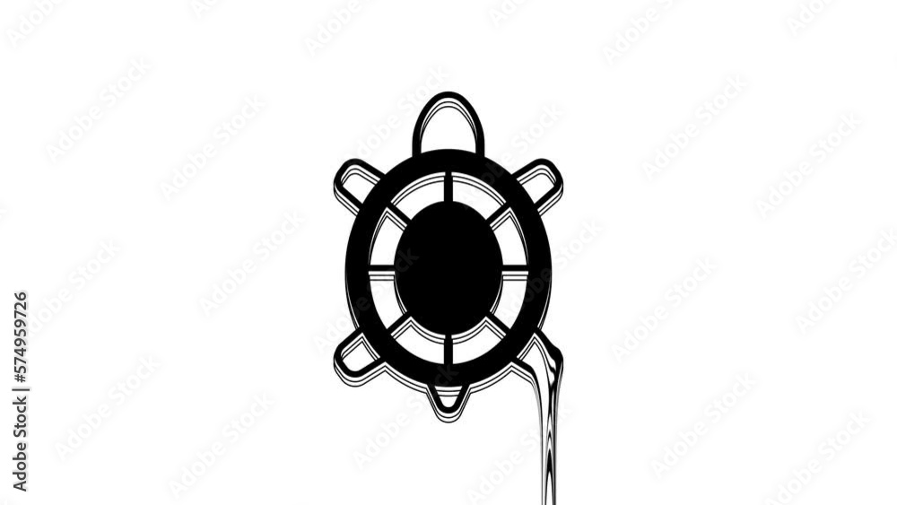 Sticker Black Turtle icon isolated on white background. 4K Video motion graphic animation