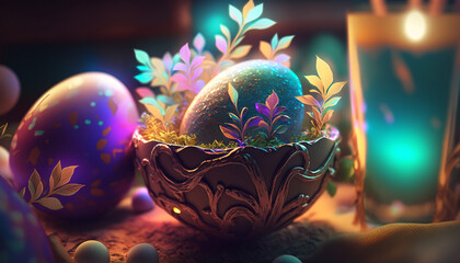 Easter themed background Cinematic effect, AI Generative
