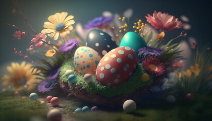 Obraz na płótnie Canvas Easter themed background Cinematic effect, AI Generative 