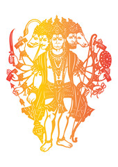 Lord Hanuman in Panchmukhi Avatar (five faced avatar)