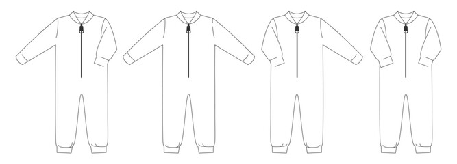 children's pajamas (kigurumi type) black and white outline