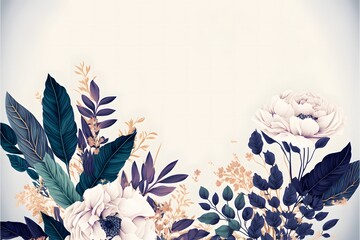 Floral wallpaper or pattern for card design on a plain beige backdrop