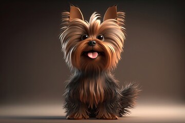 Cute yorkshire terrier dog character. Generative AI - obrazy, fototapety, plakaty