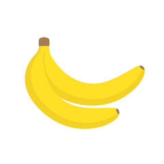 Two bananas in cartoon style isolated on white background