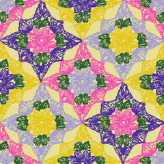Seamless Pattern Crocheted Granny Squares Multicolored