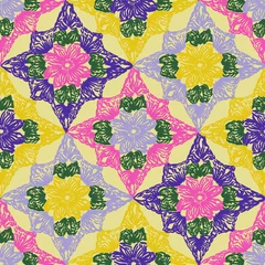 Keuken spatwand met foto Seamless Pattern Crocheted Granny Squares Multicolored © Yuliya Khruslova