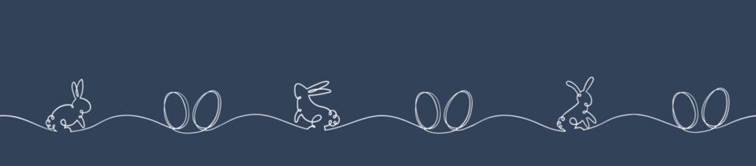 Fun rabbit one line drawing, cute Easter design for banners, cards, wallpapers