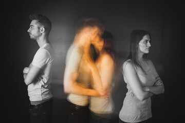 Couple kissing and quarreling