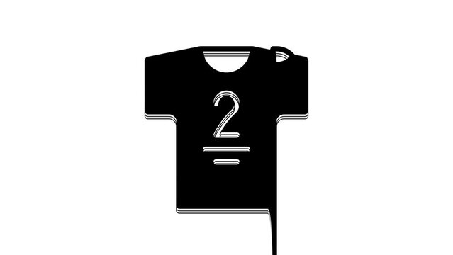 Black Football jersey and t-shirt icon isolated on white background. 4K Video motion graphic animation