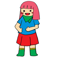 cute cartoon illustration of a girl wearing a neck ornament in the form of cloth