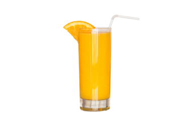 Glass of orange juice on the isolated png background