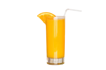 Foto op Canvas Glass of orange juice on the isolated png background © ronedya