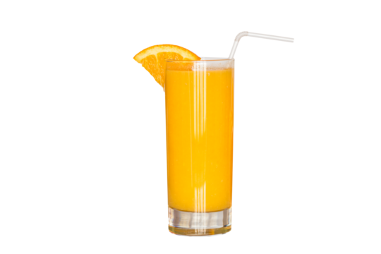 Glass of orange juice on the isolated png background