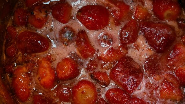 Creating Homemade Strawberry Jam with Minimal Ingredients Close-Up