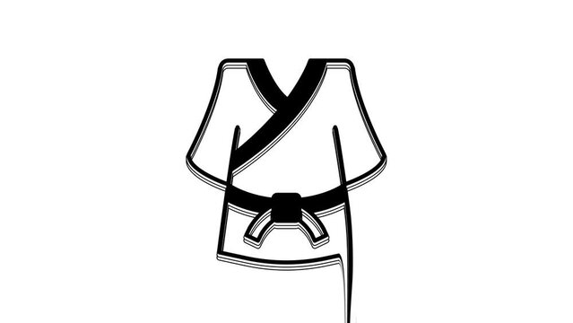 Black Kimono icon isolated on white background. Chinese, Japanese, Korean, Vietnamese wearing national costumes, kimono. Traditional Asian costumes. 4K Video motion graphic animation