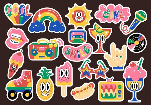 Retro Y2K Vector Illustrations Set