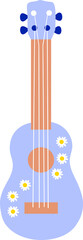 Fototapeta na wymiar Blue guitar with flowers