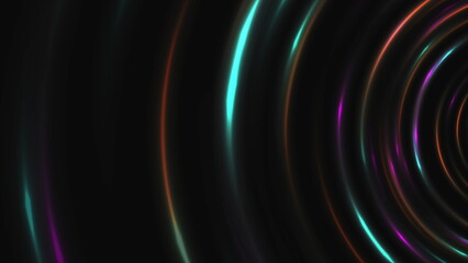 Colorful neon laser rings abstract background