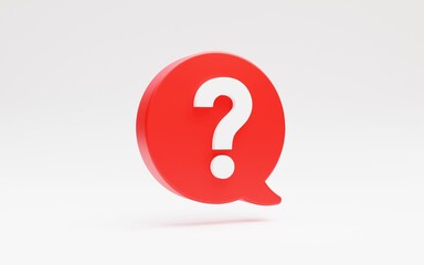 Speech bubble with question mark symbol 3d illustration