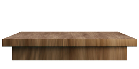 Wooden table 3d illustration. Wood pedestal isolated