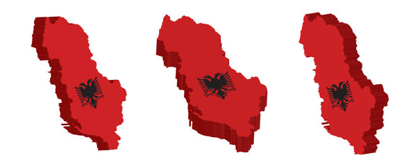 Realistic 3D Map of Albania Vector Design Template