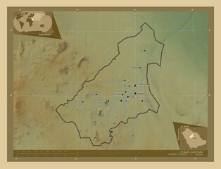 Al Qasim, Saudi Arabia. Physical. Labelled points of cities