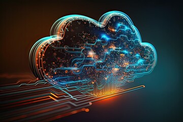Cloud computing for digital storage and transfer big data on internet.futuristic.Generative AI
