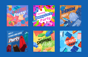 Theme costume party promo poster invitation flyer set vector entertainment musical holiday