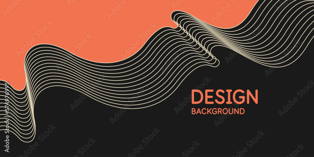 Poster vector abstract background with dynamic waves and lines.