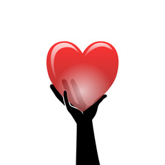 Heart in hand. Illustration of a heart in a hand on a white background - 574978160